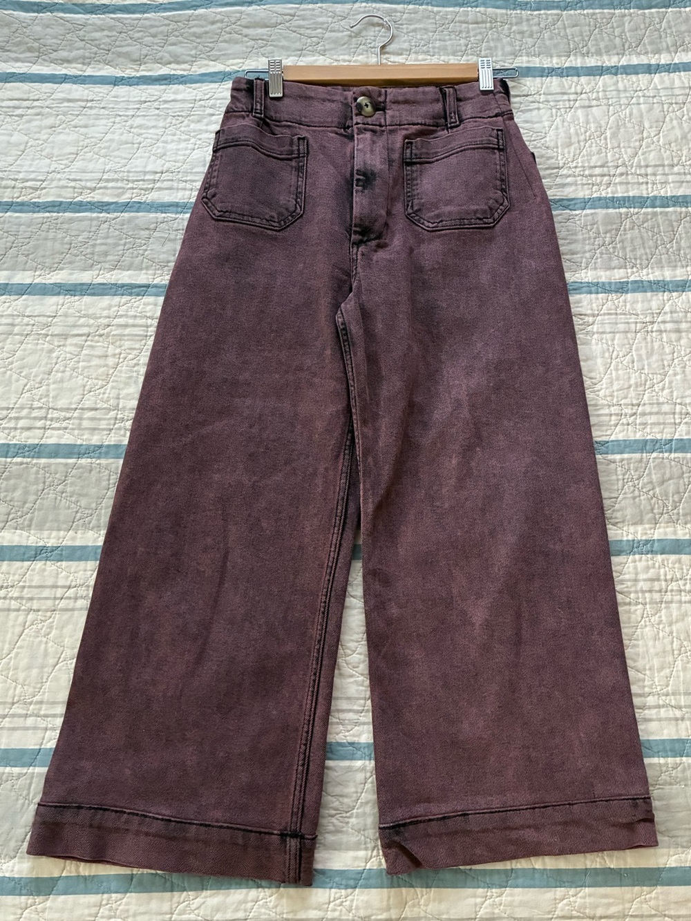 Anthropologie Pilcro Skipper High-Rise Wide-Leg Cropped Jean Size 27 Dusty Plum - Picture 2 of 11